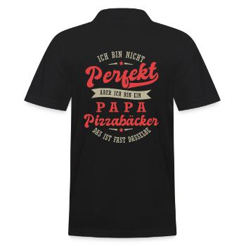 Papa Pizzabäcker Perfektes Geschenk - Männer Poloshirt - Schwarz - Hinten - Kai (181cm)