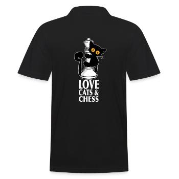 Chat noir mignon, grimpe sur les dames des échecs - Polo Homme - noir - Dos - Kai (181cm)