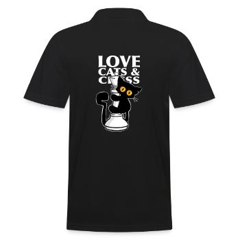 Chat noir mignon, grimpe sur les dames des échecs - Polo Homme - noir - Dos - Kai (181cm)