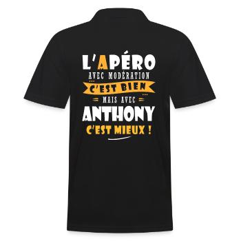 Anthony Cadeau Humour personnalisé cadeau anthony - Polo Homme - noir - Dos - Kai (181cm)