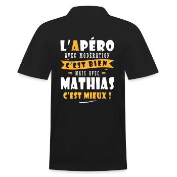 Mathias Cadeau Humour personnalisé cadeau mathias - Polo Homme - noir - Dos - Kai (181cm)