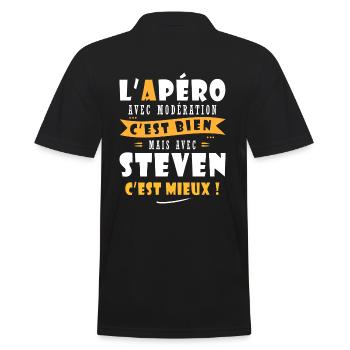 Steven Cadeau Humour personnalisé cadeau steven - Polo Homme - noir - Dos - Kai (181cm)