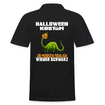 Dino im Halloween-Kostüm liebt schwarz - Männer Poloshirt - Schwarz - Hinten - Kai (181cm)