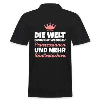 Spruch: Weniger Prinzessinnen, mehr Räubertöchter - Männer Poloshirt - Schwarz - Hinten - Kai (181cm)