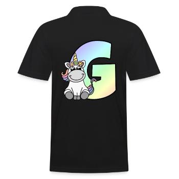 Einhorn Buchstabe G - Männer Poloshirt - Schwarz - Hinten - Kai (181cm)