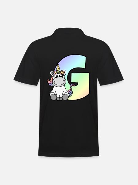 Einhorn Buchstabe G - Männer Poloshirt - Schwarz