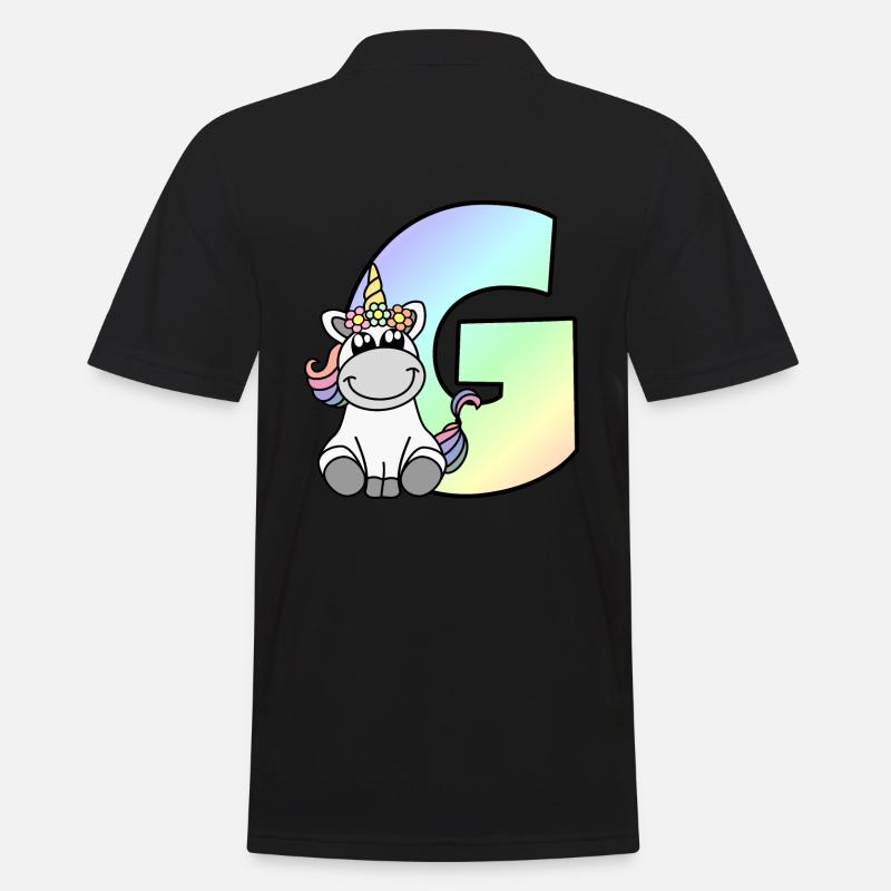 Einhorn Buchstabe G - Männer Poloshirt - Schwarz
