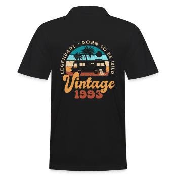 30 Years Anniversary 30 Years Born in 1993 Campervan - Men's Polo Shirt - black - Back - Kai (181cm)
