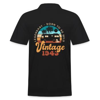 80 Years Anniversary 80 Years Born in 1943 - Men's Polo Shirt - black - Back - Kai (181cm)