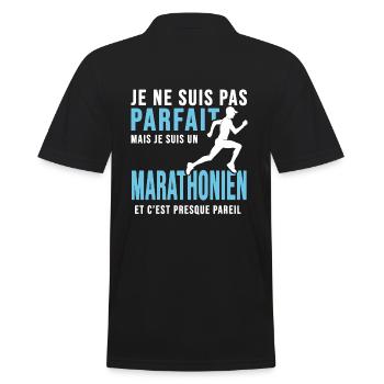 marathon pas parfait marathonien humour running - Polo Homme - noir - Dos - Kai (181cm)