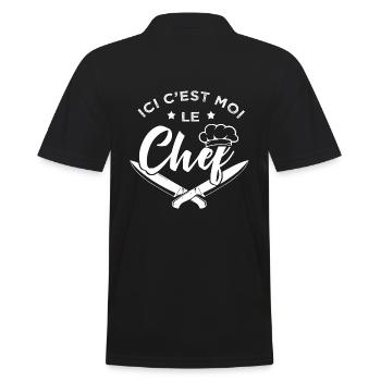 cuisinier cadeau cool chef cuisinier - Polo Homme - noir - Dos - Kai (181cm)