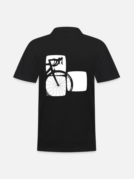 Rennrad in drei grafischen Vierecken - Männer Poloshirt - Schwarz