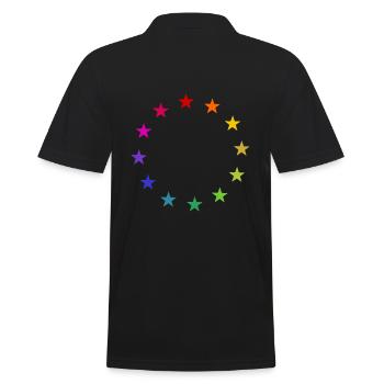 Europa Sterne bunt - Männer Poloshirt - Schwarz - Hinten - Kai (181cm)