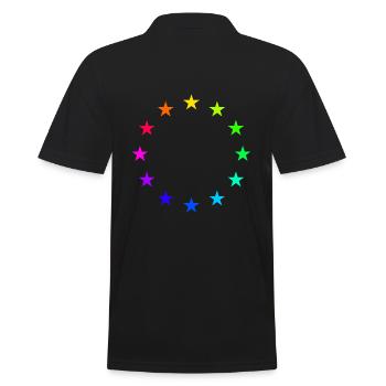bunte Sterne der Europa Flagge - Männer Poloshirt - Schwarz - Hinten - Kai (181cm)