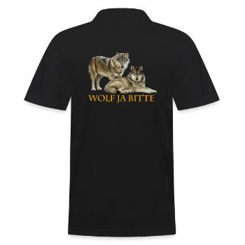 Wolf ja Bitte - Männer Poloshirt - Schwarz - Hinten - Kai (181cm)