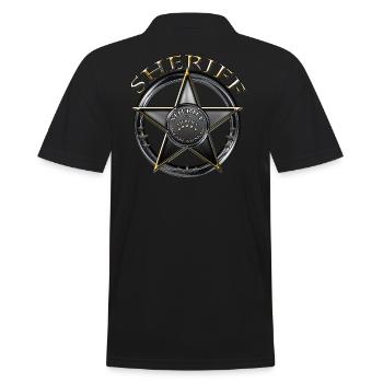 Sheriff for Heroes - Männer Poloshirt - Schwarz - Hinten - Kai (181cm)