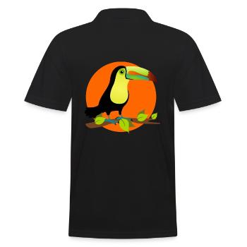 toucan exotique sous les tropiques devant un soleil - Polo Homme - noir - Dos - Kai (181cm)