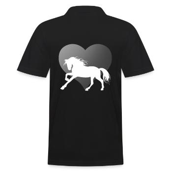 Pferde und Reiten. Reitmode für Pferdefreunde - Männer Poloshirt - Schwarz - Hinten - Kai (181cm)