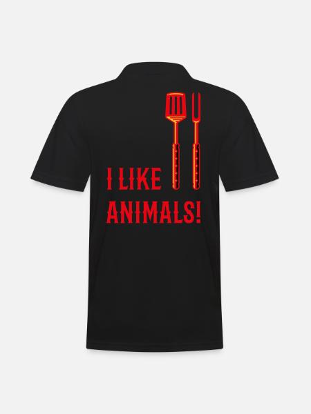 I Like Animals! (Grillbesteck / 3C) - Männer Poloshirt - Schwarz