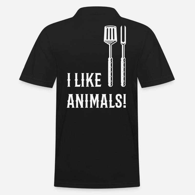 I Like Animals! (Grillbesteck / White) - Männer Poloshirt - Schwarz