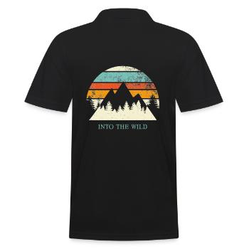 Into the wild Spruch Sprüche Retro Berge Outdoor - Männer Poloshirt - Schwarz - Hinten - Kai (181cm)