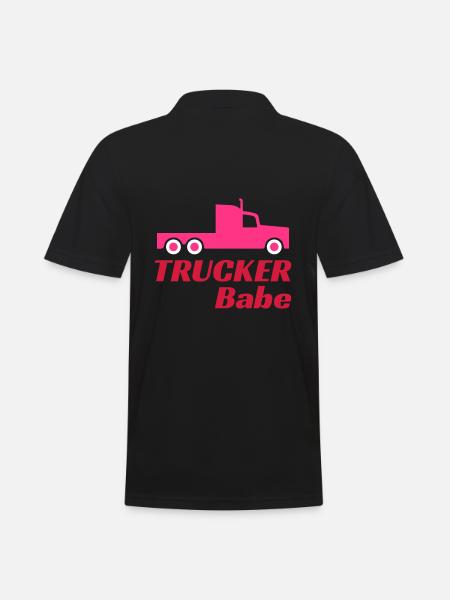 Trucker babe (tractor) - Men's Polo Shirt - black