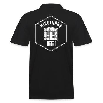 Nirgendwo-Logo 1w - Männer Poloshirt - Schwarz - Hinten - Kai (181cm)
