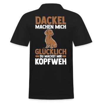 Hund Dackel - Männer Poloshirt - Schwarz - Hinten - Kai (181cm)