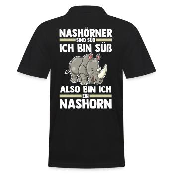 Nashorn - Männer Poloshirt - Schwarz - Hinten - Kai (181cm)