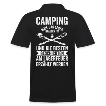 Camper Caravan Motorhome Camping Camping - Men's Polo Shirt - black - Back - Kai (181cm)