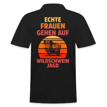 Wildschweinjagd Jäger Jagd - Männer Poloshirt - Schwarz - Hinten - Kai (181cm)