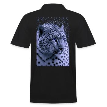 Schneeleopard Blaue Augen - Männer Poloshirt - Schwarz - Hinten - Kai (181cm)