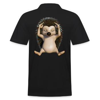 Igel Yoga - Männer Poloshirt - Schwarz - Hinten - Kai (181cm)