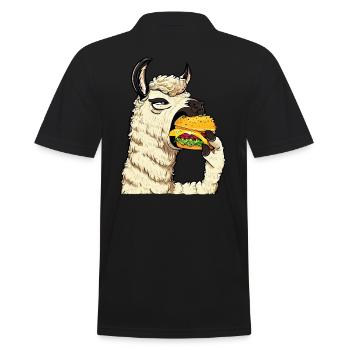 Cheeseburger eating llama - Men's Polo Shirt - black - Back - Kai (181cm)