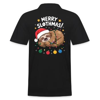 paresseux Noël drôle endormi guirlandes lumineuses - Polo Homme - noir - Dos - Kai (181cm)