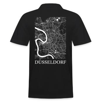 Karte von Düsseldorf - Männer Poloshirt - Schwarz - Hinten - Kai (181cm)