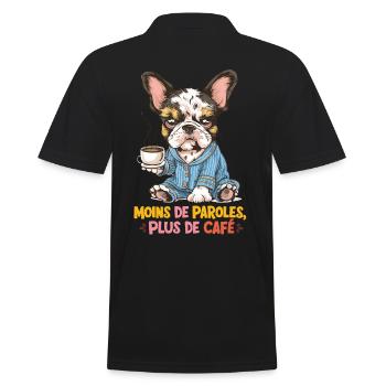 moins parler plus de café - Polo Homme - noir - Dos - Kai (181cm)