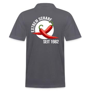 1982 Birthday Anniversary Extremely Hot Party - Men's Polo Shirt - charcoal grey - Back - Nico (186cm)