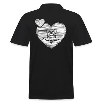 Eule "alte Eule mit Herz" Eulensammlung Eulen - Männer Poloshirt - Schwarz - Hinten - Kai (181cm)