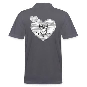 Eule "alte Eule mit Herz" Eulensammlung Eulen - Männer Poloshirt - Anthrazit - Hinten - Nico (186cm)