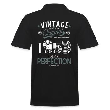 AGE TO PERFECTION 1953 birthday gift 69 years - Men's Polo Shirt - black - Back - Kai (181cm)