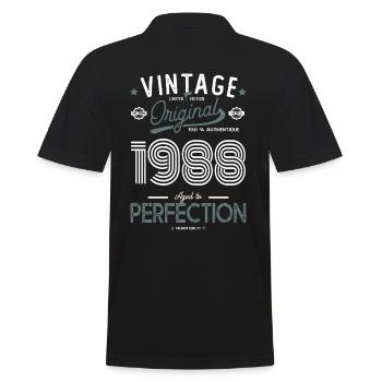 AGE TO PERFECTION Jahrgang 1988 Jubiläum 34 Jahre - Männer Poloshirt - Schwarz - Hinten - Kai (181cm)