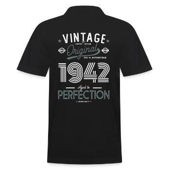 AGE TO PERFECTION born in 1942 anniversary 80 years - Men's Polo Shirt - black - Back - Kai (181cm)