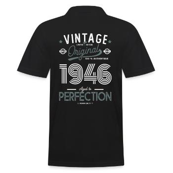 AGE TO PERFECTION born in 1946 birthday 76 years - Men's Polo Shirt - black - Back - Kai (181cm)