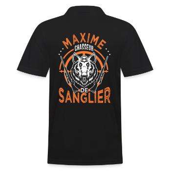 Maxime chasseur de sanglier Cadeau Humour Chasse - Polo Homme - noir - Dos - Kai (181cm)