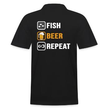 Angler angelt Angelcamp "Angelschein und Bier" - Männer Poloshirt - Schwarz - Hinten - Kai (181cm)
