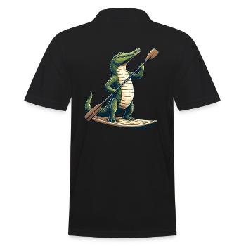 Crocodile on stand-up paddle - Men's Polo Shirt - black - Back - Kai (181cm)