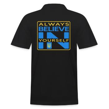 UKRAINE "believe in ukraine" slava ukraini - Men's Polo Shirt - black - Back - Kai (181cm)
