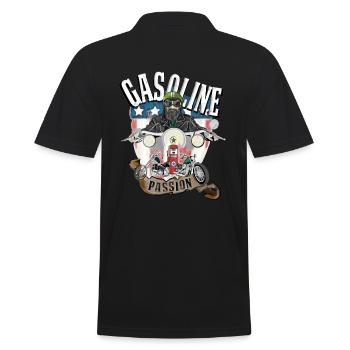 Gasoline Passion, old school, Biker, Motorrad - Männer Poloshirt - Schwarz - Hinten - Kai (181cm)