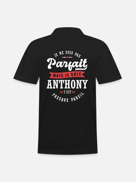 Anthony Parfait Cadeau prenom anthony - Polo Homme - noir
